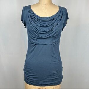 Bailey 44 Blue Cowl Scoop Neck Cap Sleeve Blouse Top Size Medium
